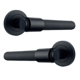 Matt Black Knurled Door Handles on Round Rose – Modern Internal Lever Handle