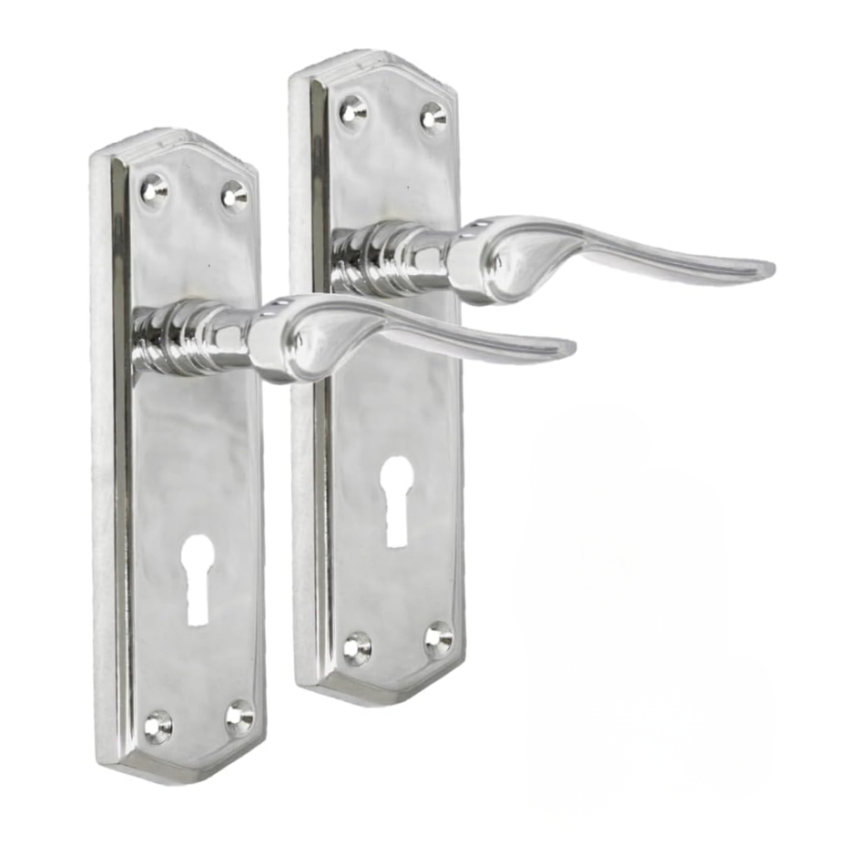 Stellar Lever Lock Door Handles 167mm – Polished Chrome – 1 Pair