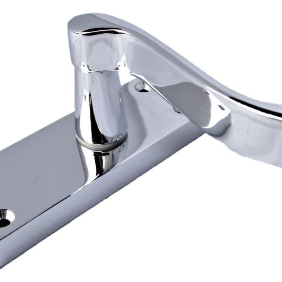 Polished Chrome Victorian Scroll Door Handles – Lever Latch on Backplate – Pack of 4 Pairs