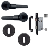 Matt Black Knurled Door Handles on Round Rose – Modern Internal Lever Handle