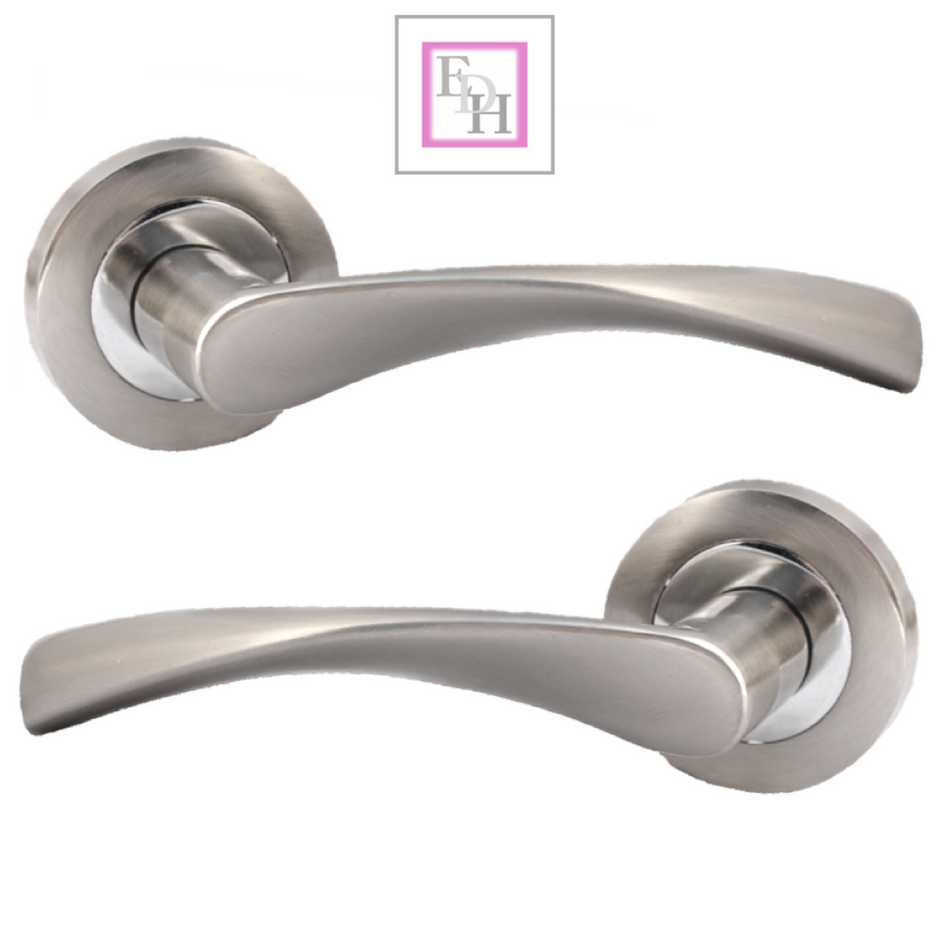 Epsom Duo Twist Door Handle – Satin Chrome Lever on Rose | Modern Internal Door Handles (Copy)