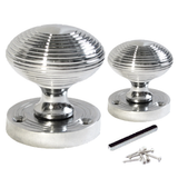 Polished Chrome Reeded Round Door Knobs with Tubular Latch – 1, 4 & 6 Pair Packs