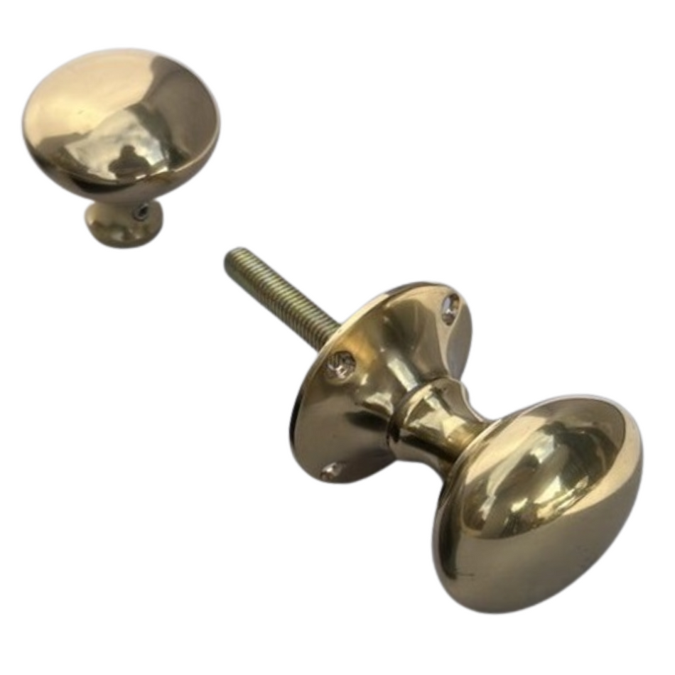 Polished Brass Victorian Rim Door Knobs – Solid Brass Round Rim Lock Knob Set