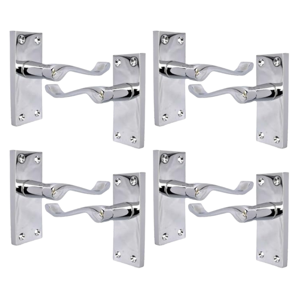 Victorian Scroll Chrome Door Handles - Set of 4 Stylish Chrome Door Handles