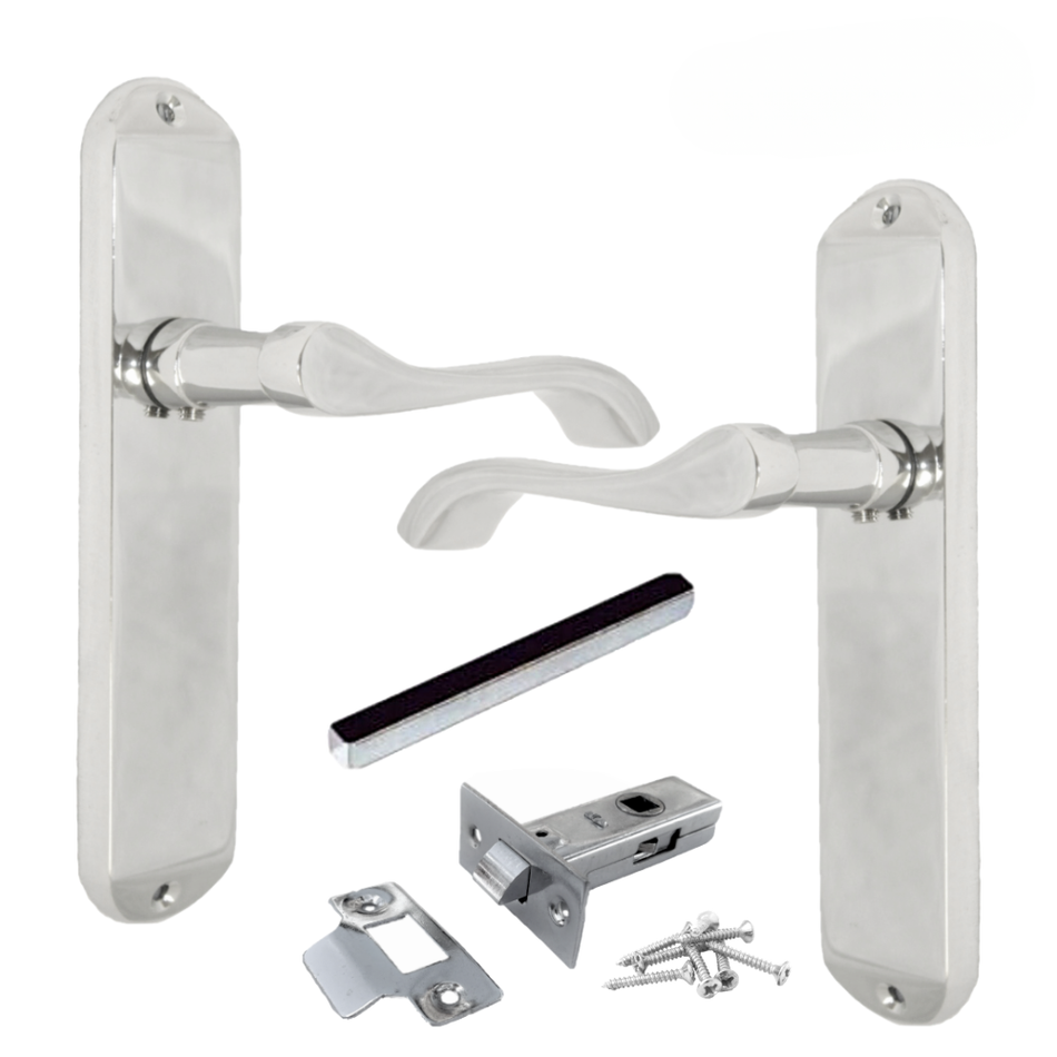 Cadenza Victorian Scroll Door Handles Polished Chrome – Lever Latch, Bathroom Lock & 3 Lever Lock Sets
