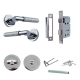 Polished Chrome Knurled Door Handles on Round Rose – Handle Sets