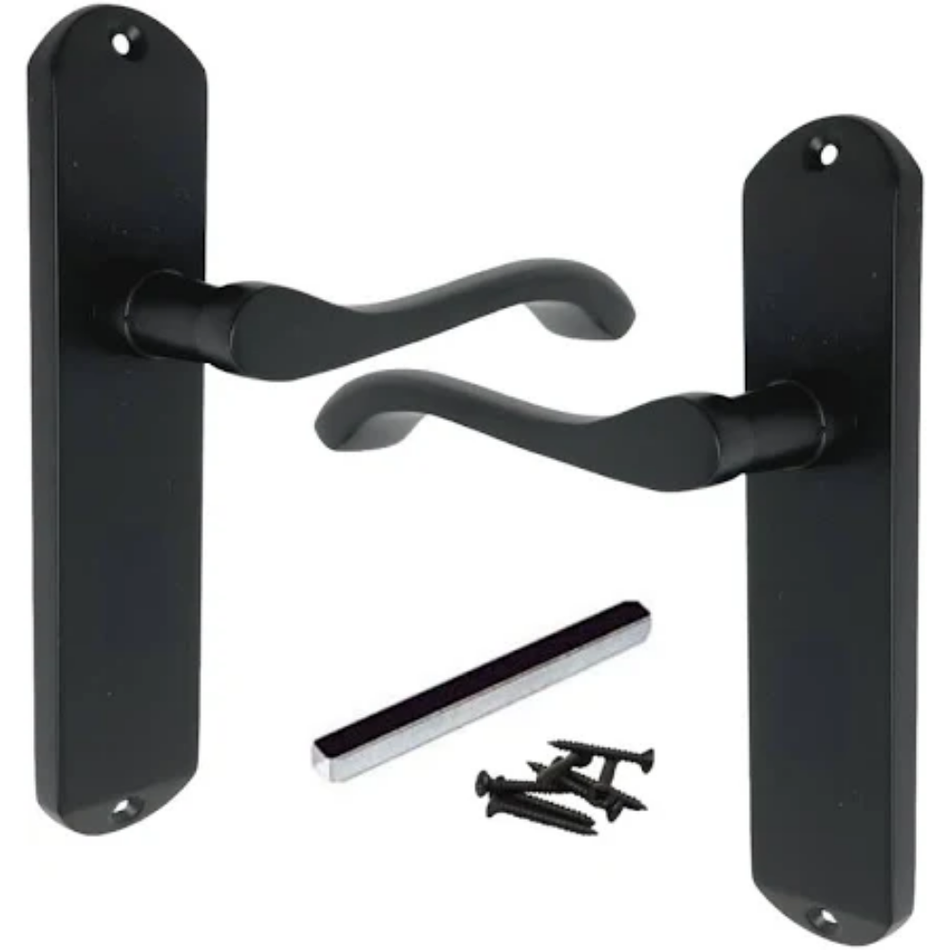 Matt Black Cadenza Victorian Scroll Door Handles – 1, 3 & 5 Pair Packs – 178mm x 38mm