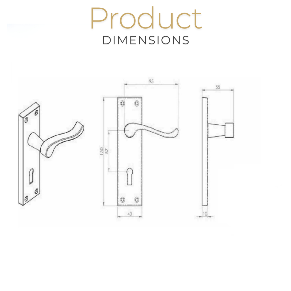 Satin Nickel Victorian Scroll Lock Door Handles + 3 Lever Mortice Sash Locks – 2 Pair Set