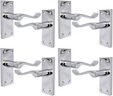 Victorian Scroll Silver Door Handles in Polished Chrome