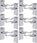 Victorian Scroll Silver Door Handles in Polished Chrome