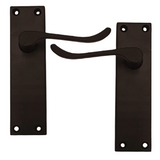 Matt Black Victorian Scroll Door Handles on Backplate – Handle Only or Handle + Tubular Latch – 150mm x 42mm