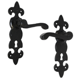Black Cast Iron Fleur-de-Lys Door Handles – Lever Latch, Bathroom Lock & 3 Lever Lock Sets