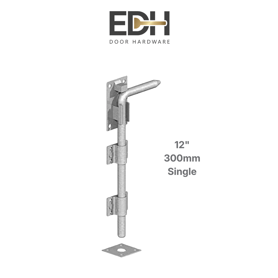 Galvanised Heavy Duty Garage & Gate Drop Down Bolt – 12", 18" & 24"