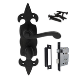 Black Cast Iron Fleur-de-Lys Door Handles – Lever Latch, Bathroom Lock & 3 Lever Lock Sets