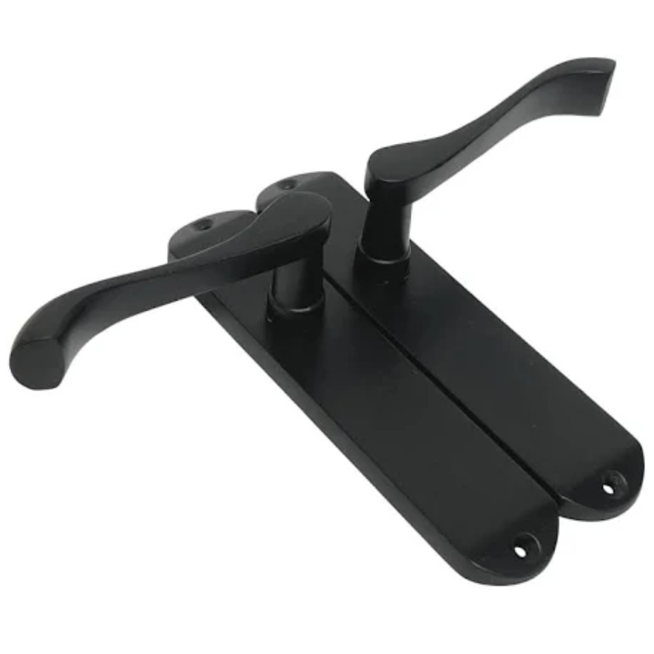 Matt Black Cadenza Victorian Scroll Lever Latch Set - 178mm x 38mm