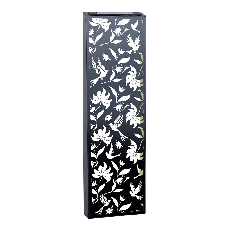Narrow Solar Wall Panel with Birds – Outdoor Metal Wall Art with LED Light – Garden & Fence Décor 60cm