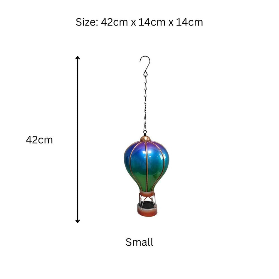 Small Aurora Solar Hot Air Balloon – 42cm | Color-Changing Solar-Powered Hanging Lantern & Wind Spinner