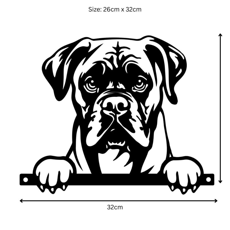 Metal Boxer Peeking Dog Silhouette – 26cm x 32cm | Durable Outdoor & Indoor Wall Art for Garden, Fence, or Home Décor