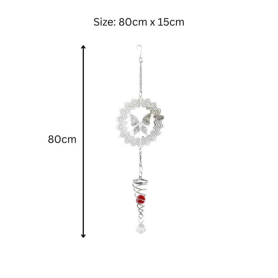Hummingbird Stainless Steel Hanging Spiral Spinner – 80cm x 15cm | 3D Kinetic Wind Sculpture for Garden, Patio & Home Décor