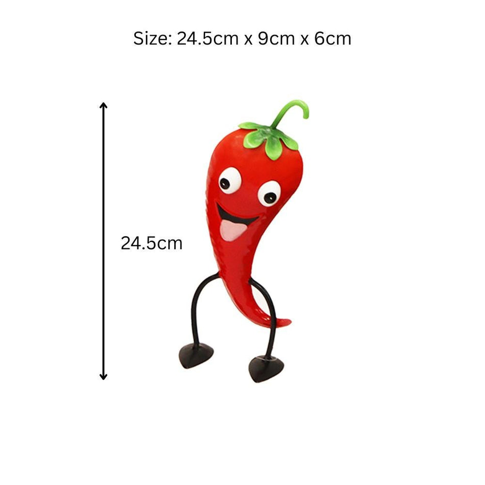 Metal Pepper Veggie Patch Pal – 24.5 x 9 x 6 CM | Fun & Quirky Metal Garden Ornament | Durable Vegetable Patch Decor for Planters