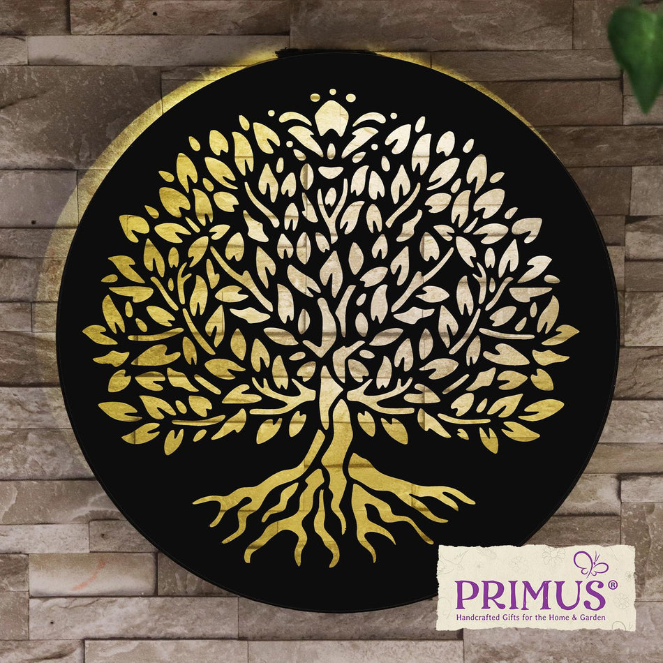 Metal Tree of Life Solar Wall Panel – 40 x 40 x 5 CM | Solar-Powered Metal Wall Art | Weatherproof LED Outdoor Décor for Garden, Patio
