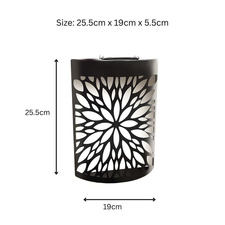 Small Metal Curved Abstract Flower Solar Wall Panel – 25.5 x 19 x 5.5 CM | Solar-Powered Outdoor Wall Art | LED Metal Garden Panel for Patio