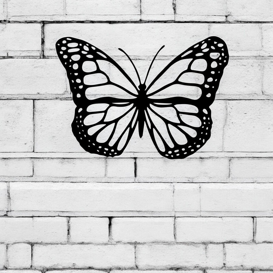 Black Metal Butterfly Silhouette Wall Art – 24 x 38 CM | Elegant Metal Butterfly Wall Décor for Indoor & Outdoor
