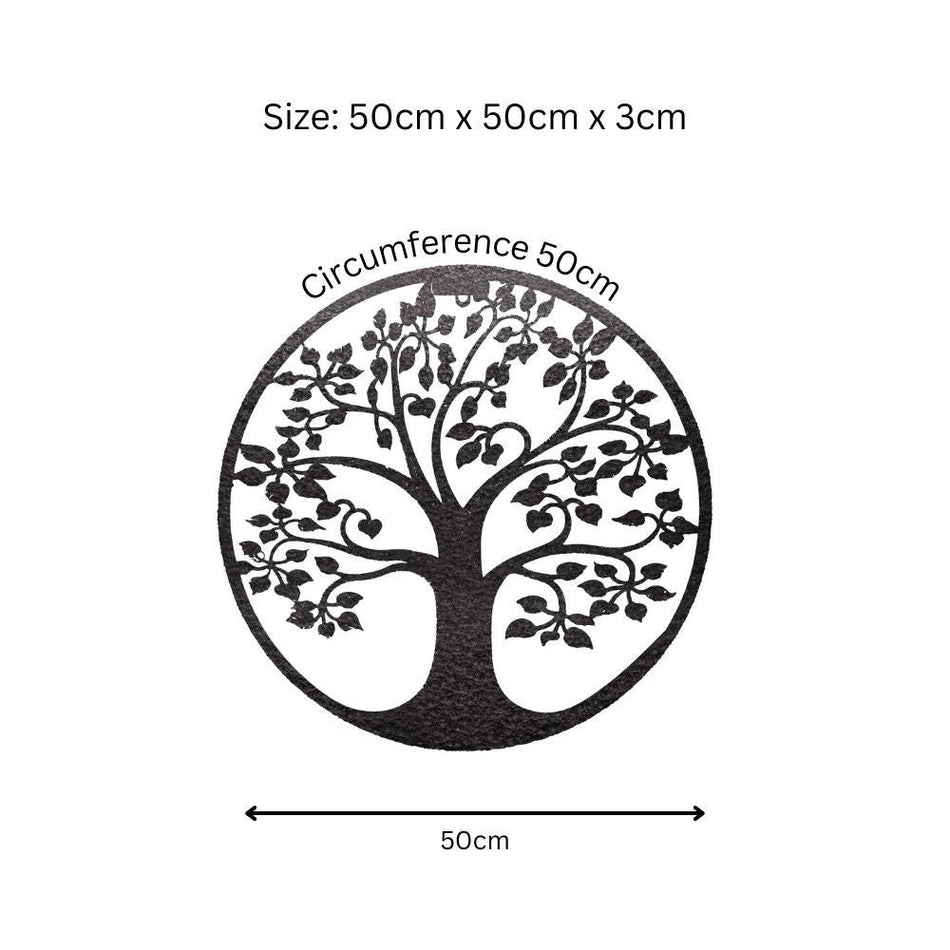 Tree of Life Silhouette Solar Backlit Wall Art – 50 x 50 CM | Metal LED Lighted Wall Décor for Indoor & Outdoor