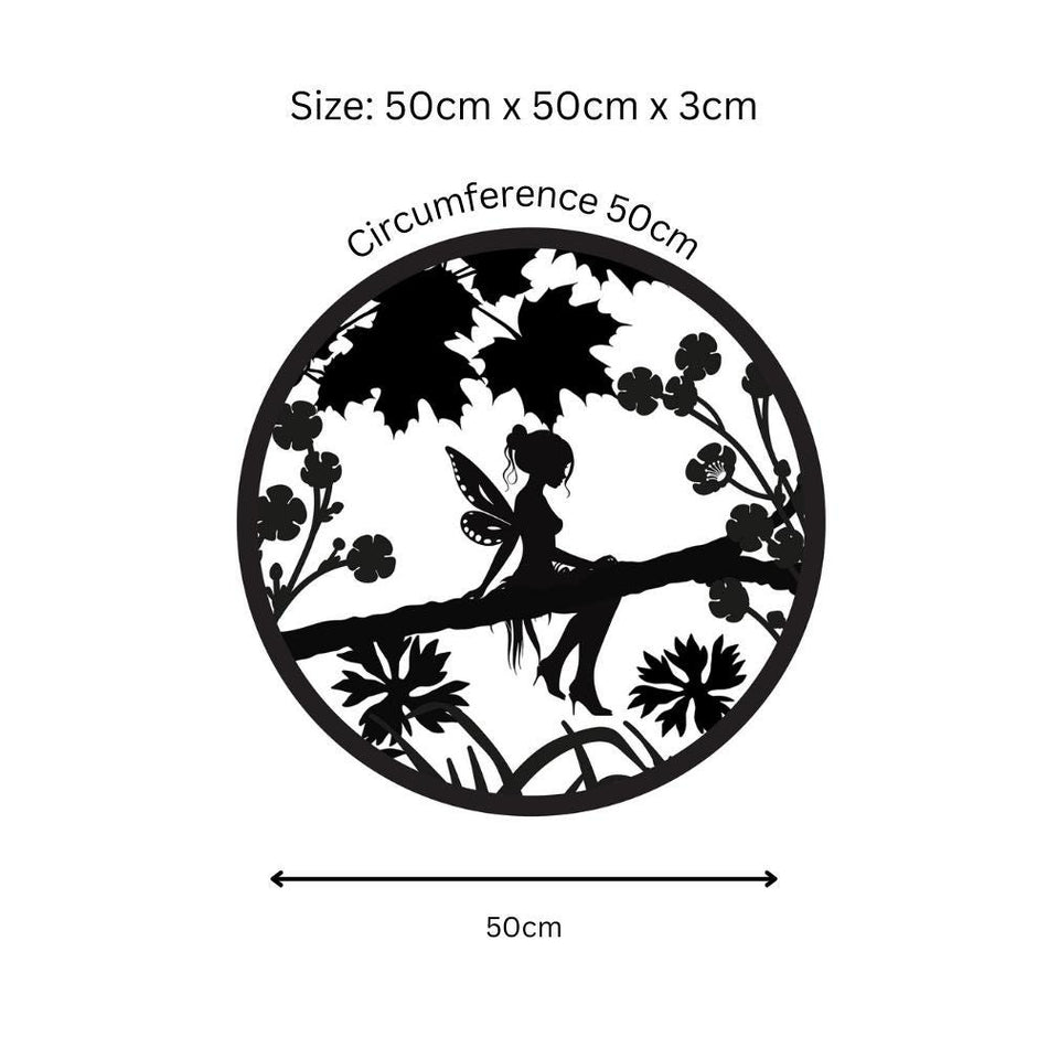 Fairy Silhouette Solar Backlit Wall Art – 50 x 50 CM | Solar-Powered Metal LED Wall Décor for Indoor & Outdoor |  Garden Art