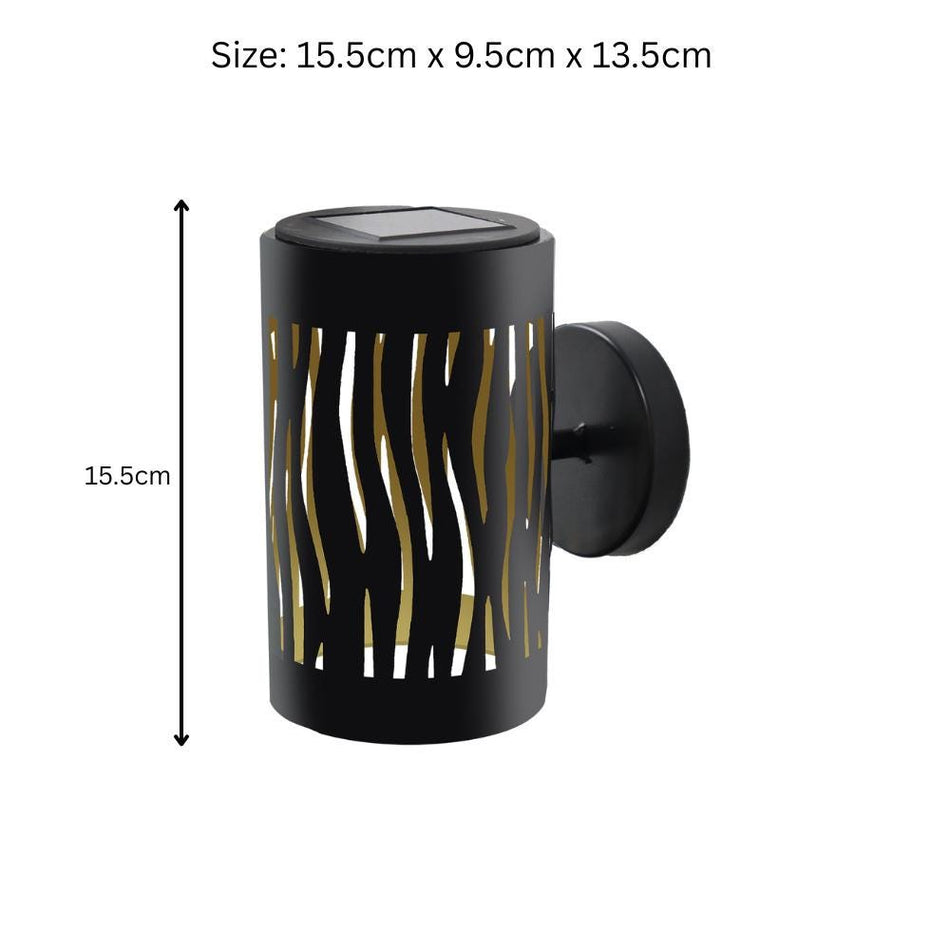 Metal Wave Wall Mounted Solar Light – 15.5 x 9.5 x 13.5 CM | Solar-Powered LED Outdoor Wall Sconce