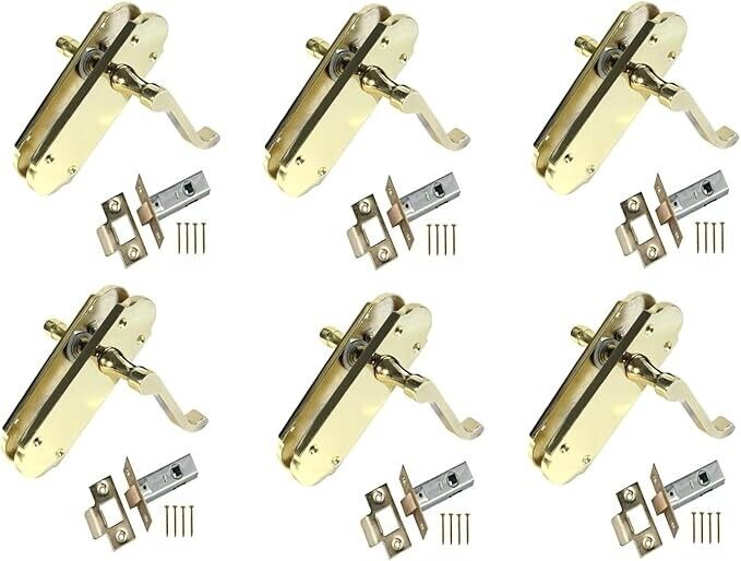 Modern Brass Internal Door Handles by Epsom – Latch Handles + Tubular Latch x6