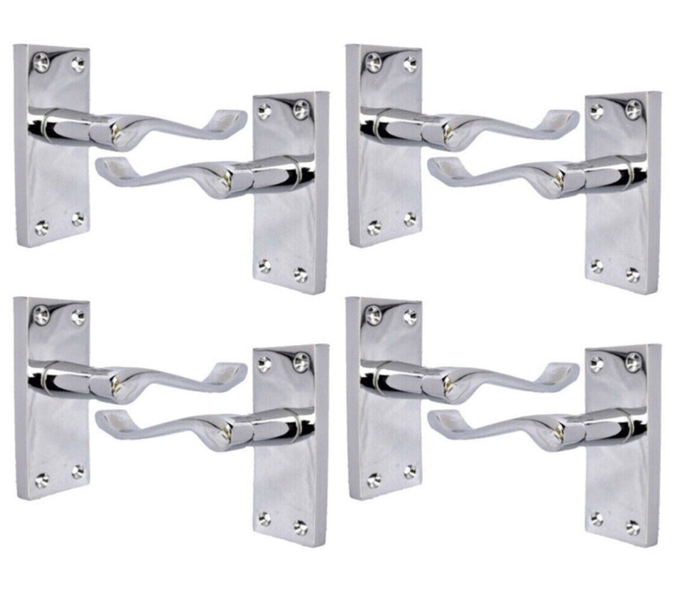 Chrome Door Handles - Polished Victorian Scroll Interior Handles Pack Of 4 Pairs