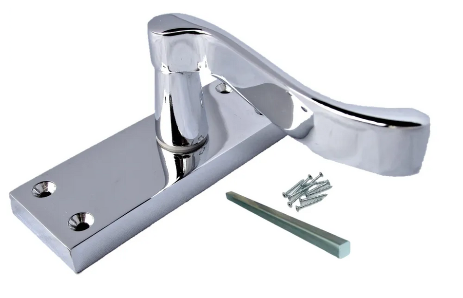 Modern Victorian Chrome Door Handles, Victorian Scroll Lever Latch Door Handles