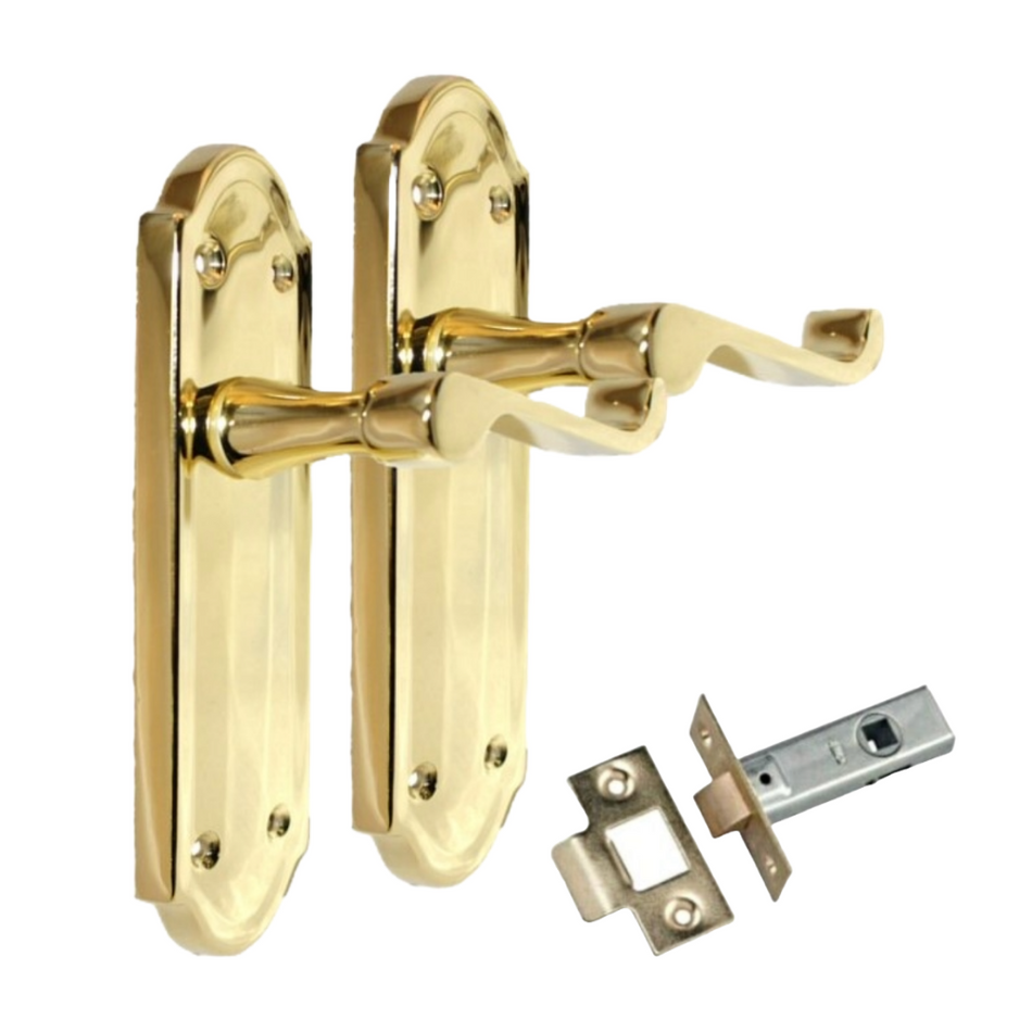 Door Handles Scroll Lever Latch Brass Finish Ashford Style Ashworth Interior x1
