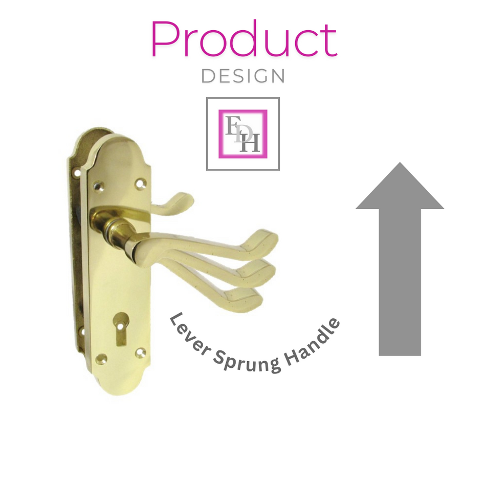Brass Finish Epsom Victorian Scroll on Shaped Back Plate Lock Door Handle