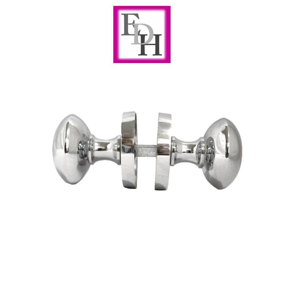 Chrome Door Knob Modern Round Rose Door Knob Silver Door Handles 1 Pair