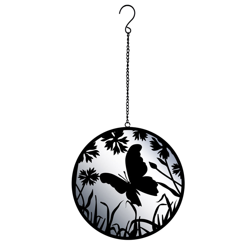 Elegant Black Butterfly Hanging Mirror Silhouette - Garden & Home Décor