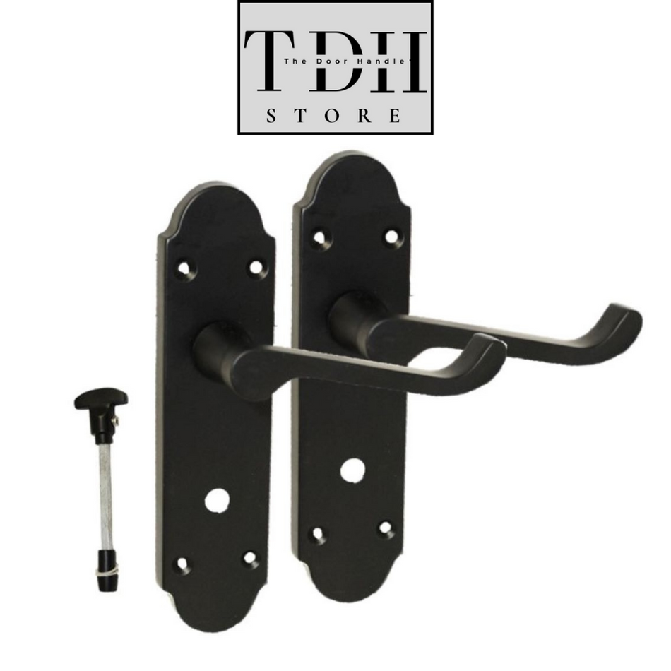 Victorian Style Interior Matt Black Bathroom Door Handles - Classic Design
