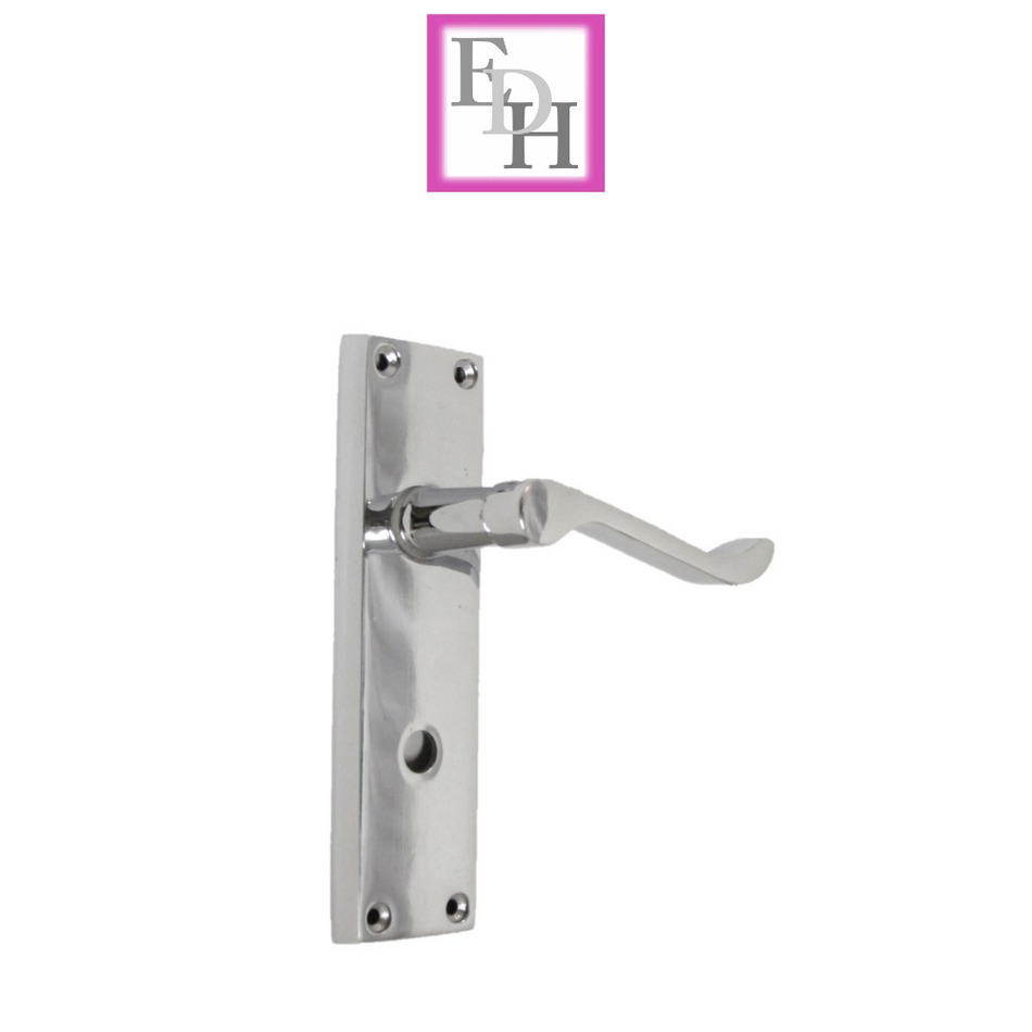 Chrome Bathroom Victorian Style Door Handle Privacy Lock + Bathroom SASH Lock
