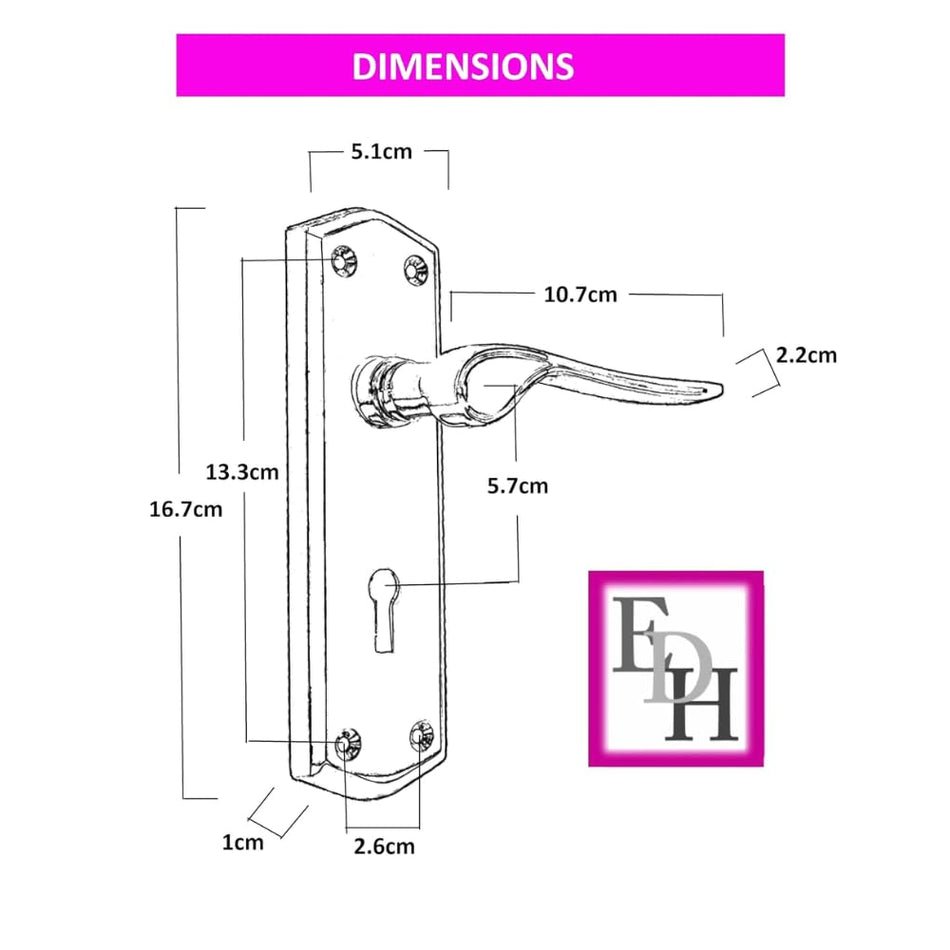 Premium Satin Nickel Internal Lock Door Handles with Long Back Plate and 3 Lever Mortise Sash Lock - Stellar Design, (6 Pair of Lock Handles + 3 Lever SASH Lock)