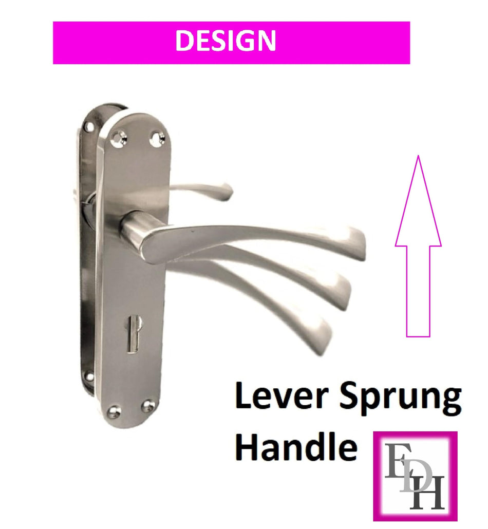 Epsom Door Handle Internal Satin Nickel Twist Door Handle Set, Interior Lock Lever on Long Back Plate,  Privacy Lockable Handle for Bathroom, Bedroom, Front Door
