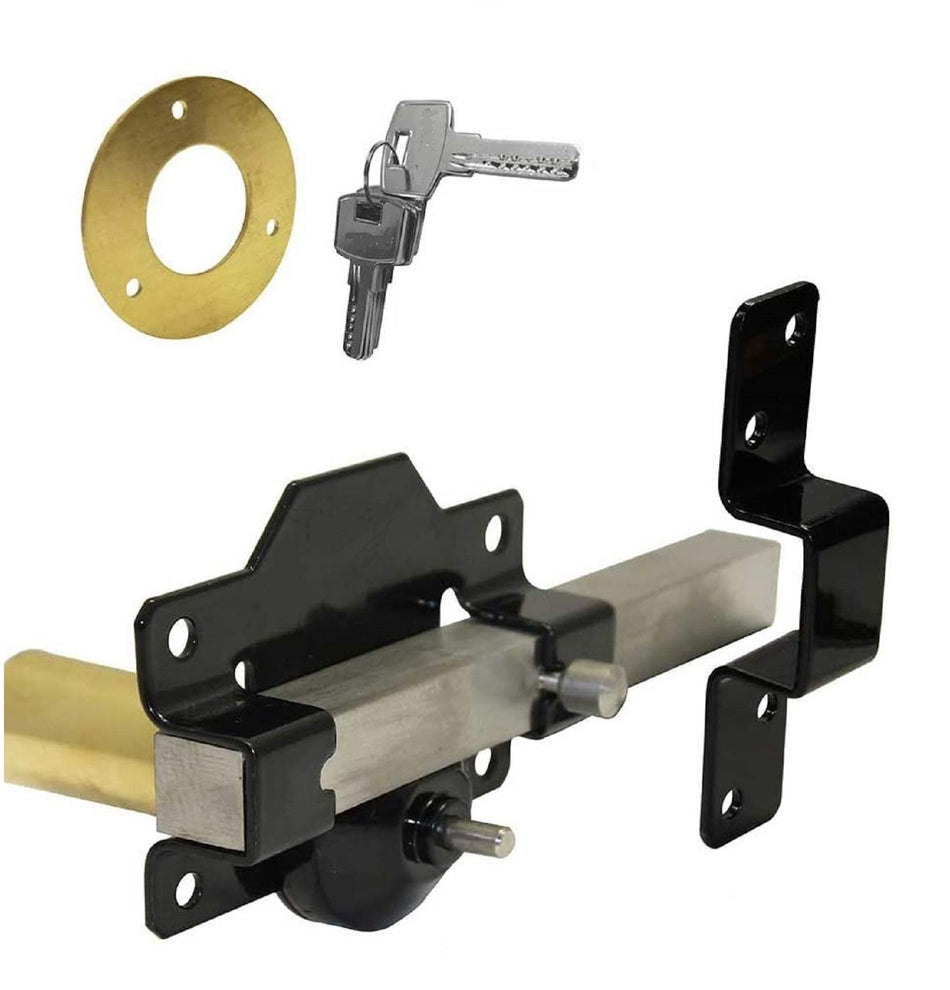 Haven Heritage 50mm Single Locking Long Throw Gate Cays Lock,Elongated Keep with Stainless Steel Bar