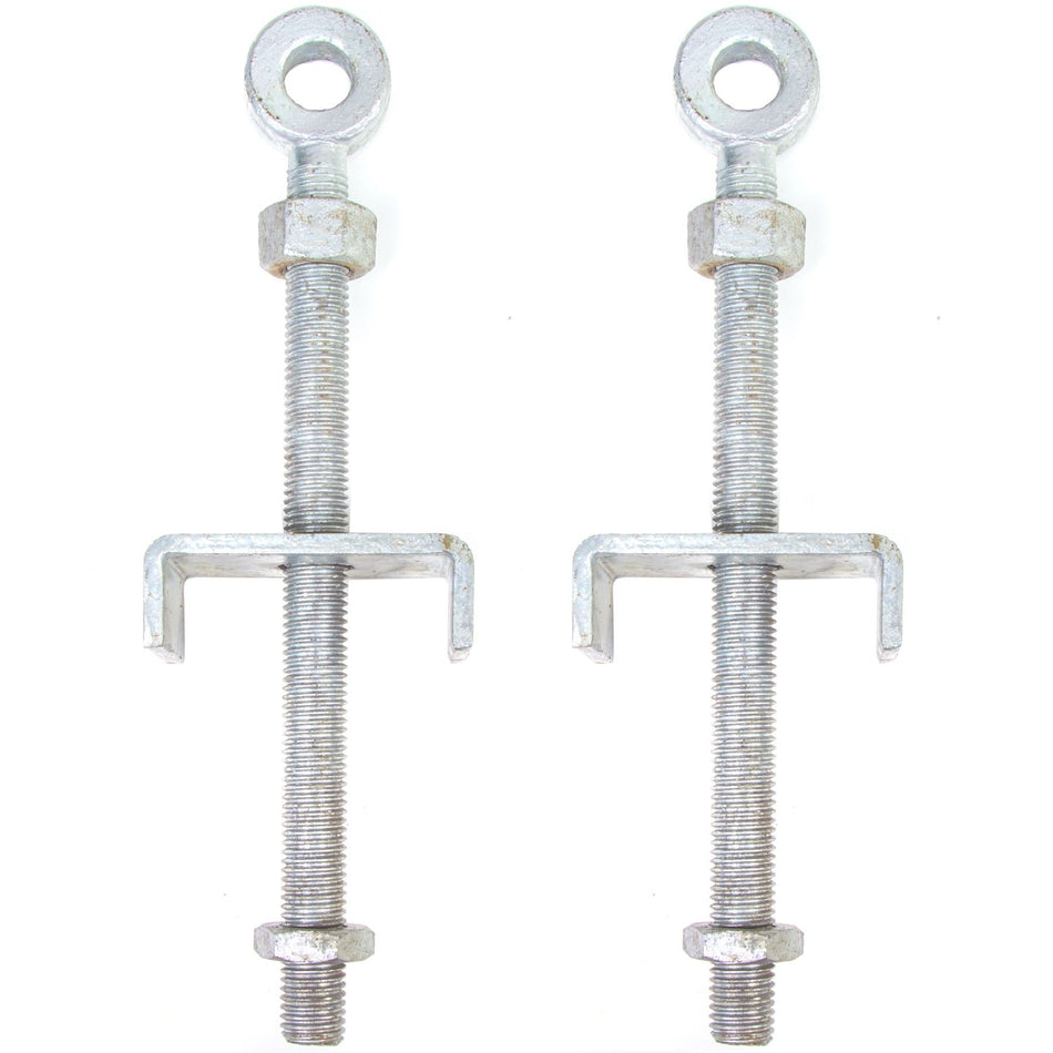 White Hinge 2X 11/295mm Heavy Duty Galvanised Adjustable Bottom Gate Fitting - Field Gate Eyebolt Fixing