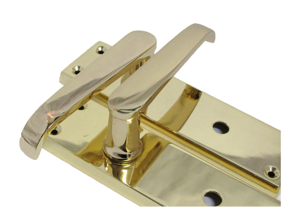 Brass Door Handles Interior Door Handles - Victorian Straight Lock Handles Brass Plated Door Handles, Door Handles Multipack, Door Handles (1 Pair of Bathroom Handles + Bathroom SASH Lock)