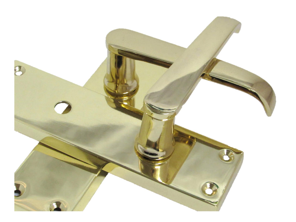 Brass Door Handles Interior Door Handles - Victorian Straight Lock Handles Brass Plated Door Handles, Door Handles Multipack, Door Handles (1 Pair of Bathroom Handles + Bathroom SASH Lock)