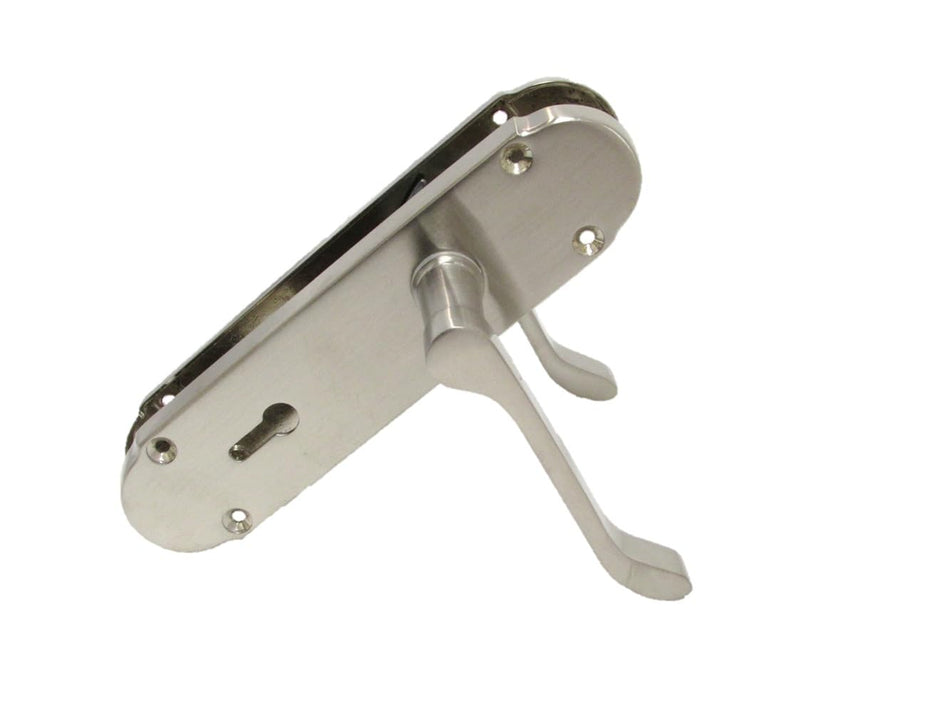 Epsom Door Handle - Satin Nickel Internal Bathroom Door Handles - Door Handles Internal Sets, Satin Nickel Door Handle Set for Internal Doors, Door Handle in Satin Nickel, 170mm x 42mm