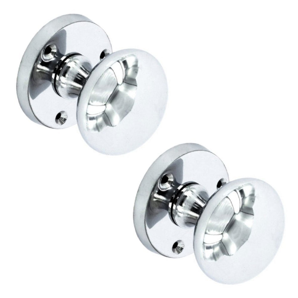 Victorian Style Mortice Round Door Knob Pair in Polished Chrome by Securit