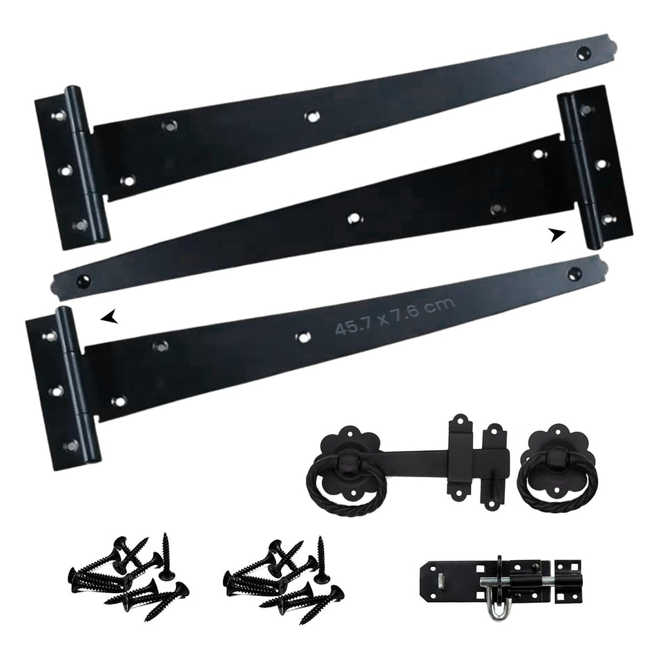 Gate Latch Garden Gate Hinges for Wooden Gates Bolt, Heavy Duty Hinges, Garden Gate Latch, Wooden Gate Accessories, Garden Gates, Gate Hinge, Hinges for Wood, Outdoor Gates, Gate Latches - Black