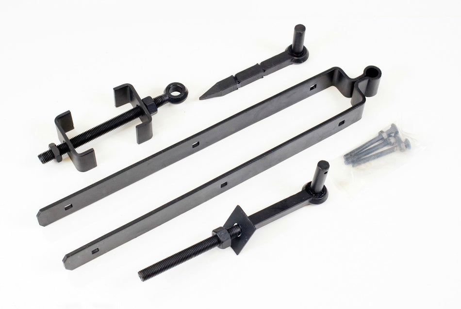 1st Fix South Black 300mm (12") Double Strap Field Gate Hinge Set With Adjustable Bottom Hinge Set For 3" Gates