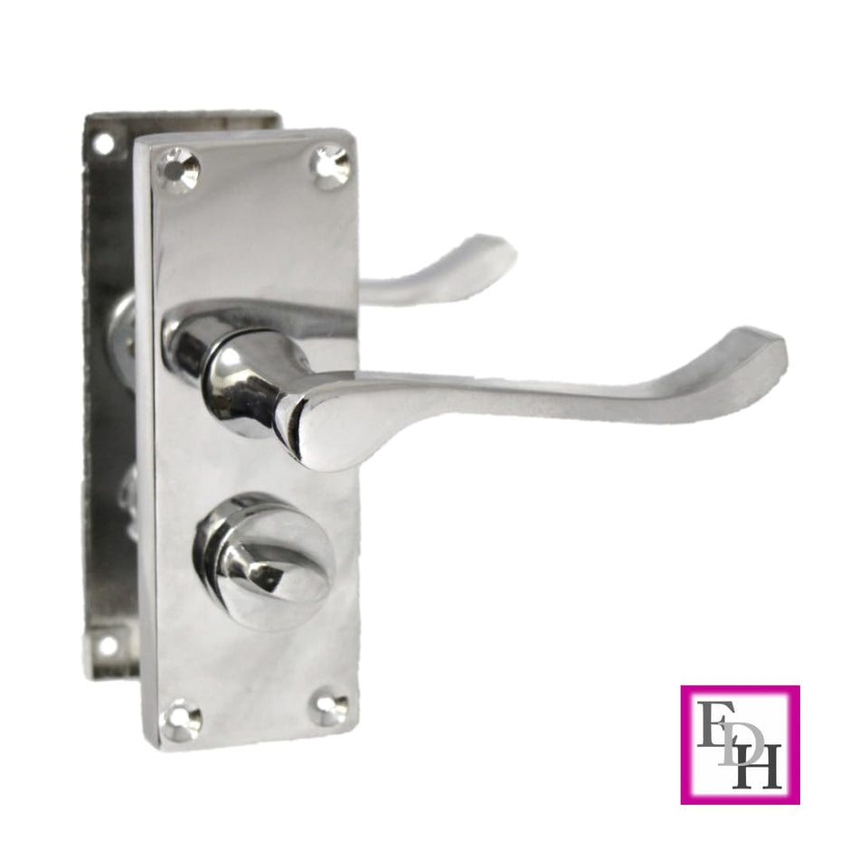 Door Handles, Door Handles Internal for Interior Doors, Internal Door Handle Sets - Victorian Scroll Polished Chrome Lever Door Latch Handles - Chrome Door Handles Set (Privacy Lock) - 2Pcs
